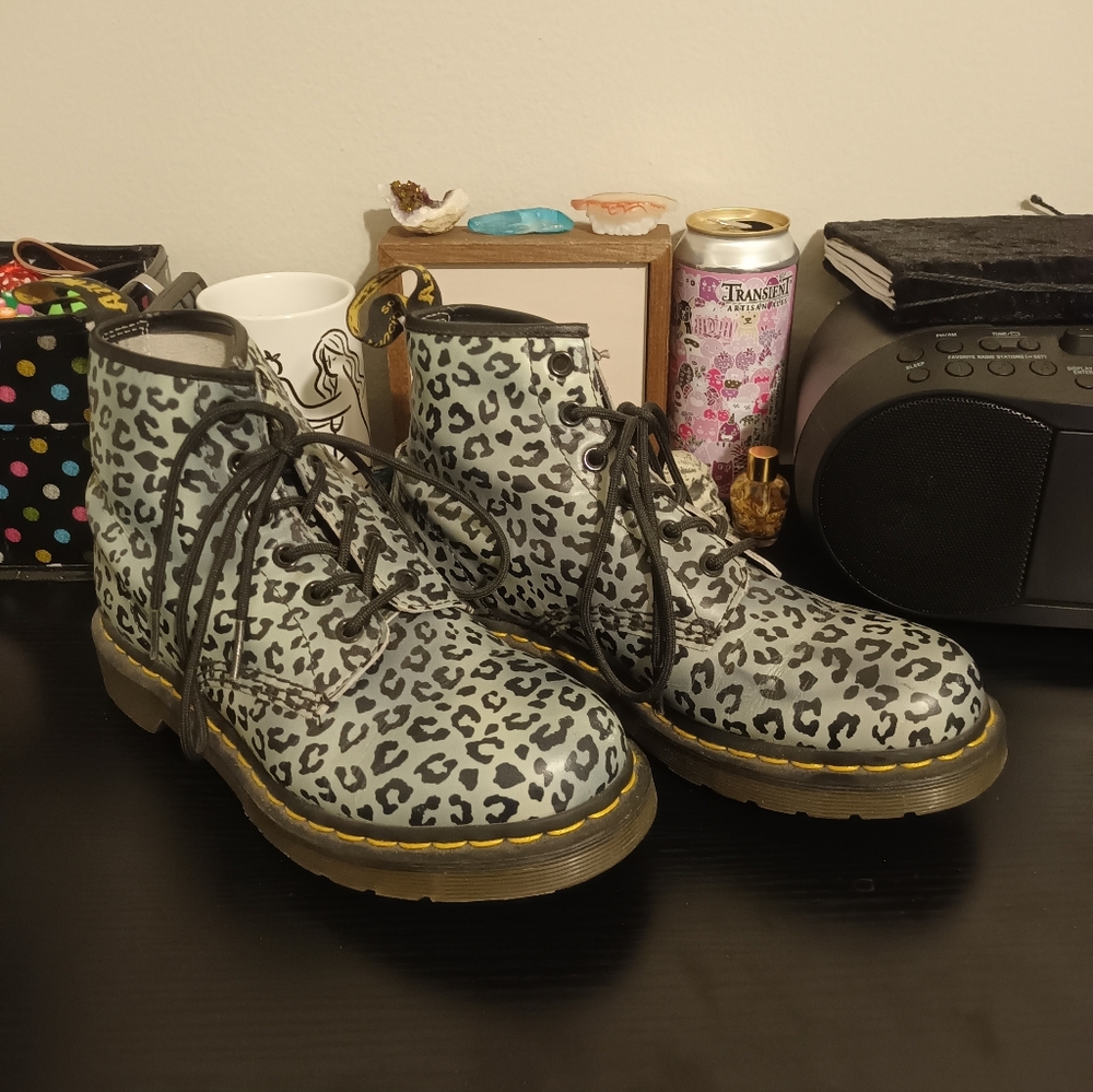 RARE Dr. Martens Blue Leopard 101 Boots